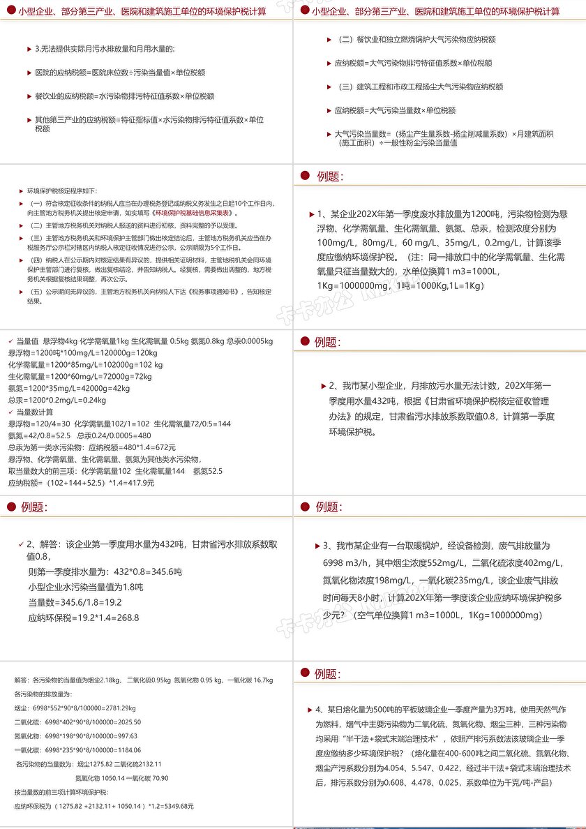 简约员工培训环境保护税的核定与计算ppt模板 卡卡办公